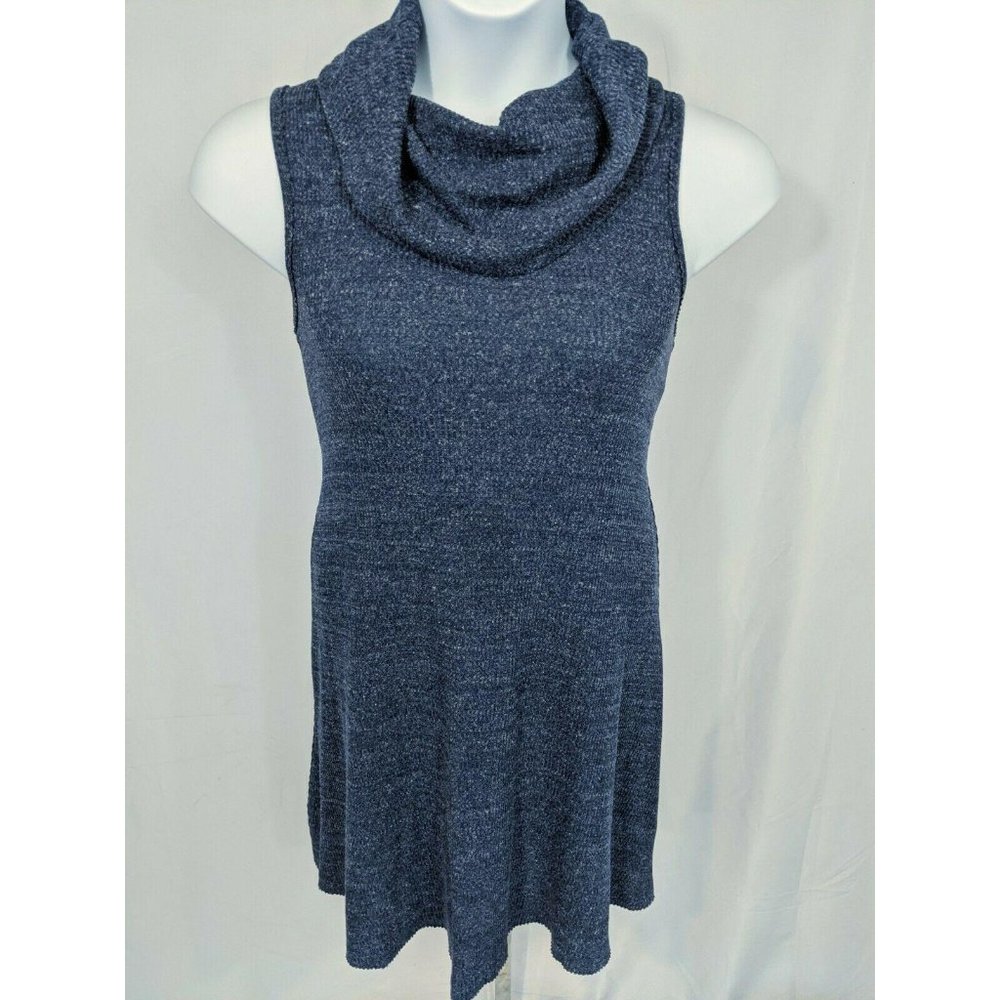 No Comment Blue Sleeveless Cowl Neck Sweater Dress Size L